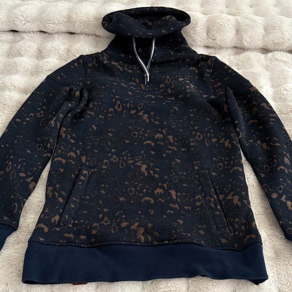 Women Roxy Navy and Brown Patterned Pullover Hoodie sz S